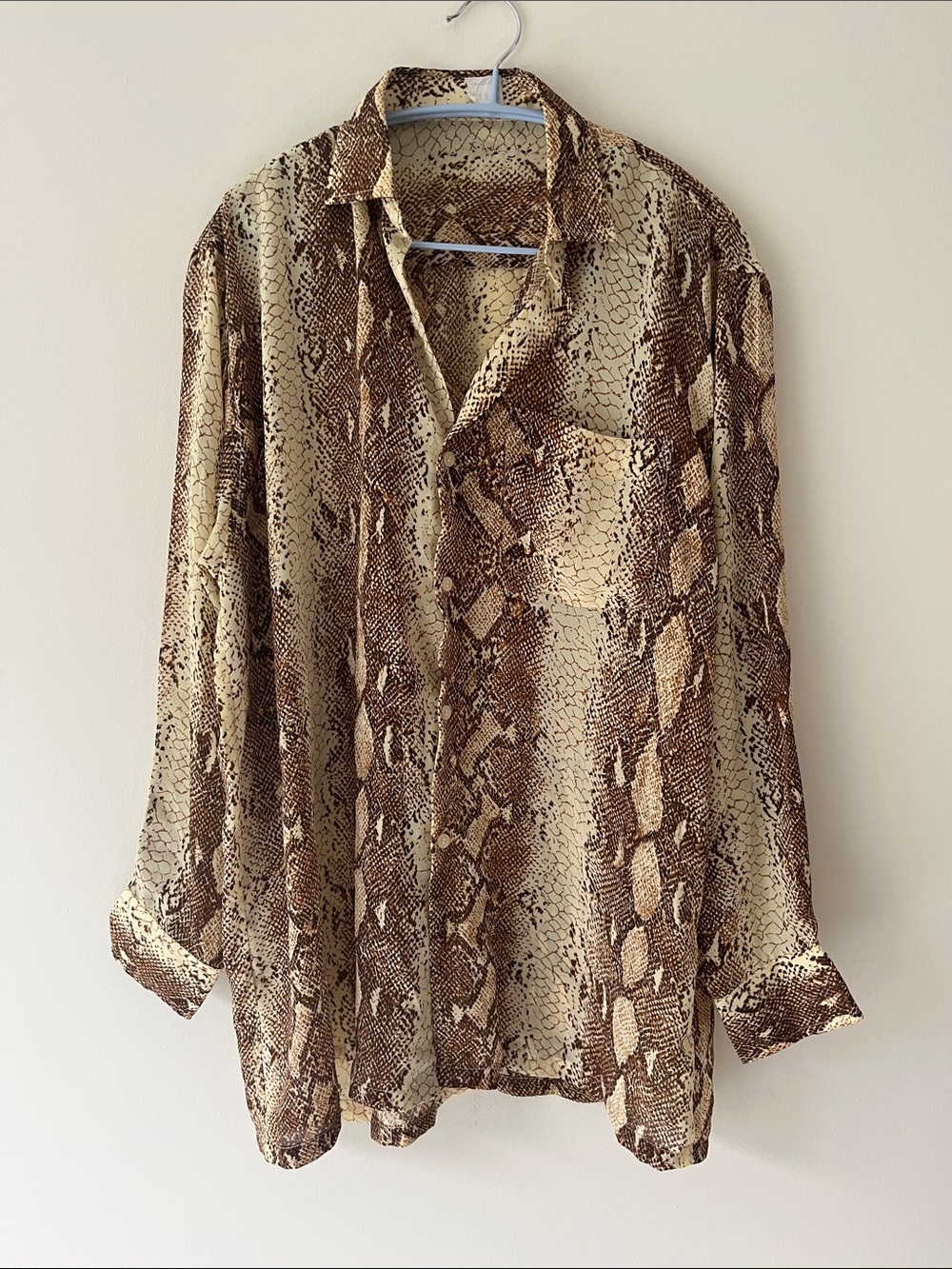 Vintage Chiffon Snake Skin Button Down